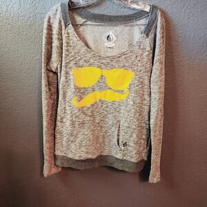 Volcom Popover Pullover Long sleeve gray heathered light weight sweatshirt Large